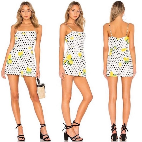 Lovers + Friends James Romper in Lemon Polkadot - Picture 12 of 12
